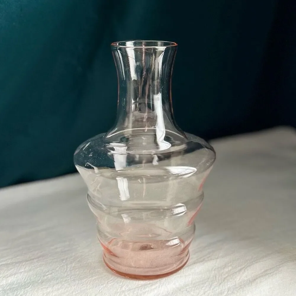 Vintage MCM Tiffin-Franciscan Blush Pink Tunble-Up Decanter Vase